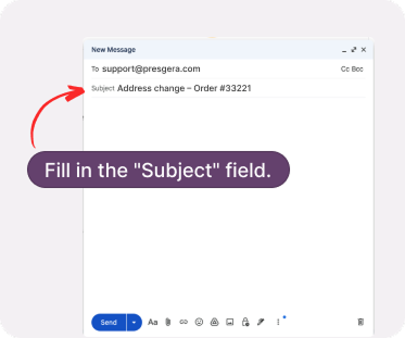 Screenshot showing subject line field